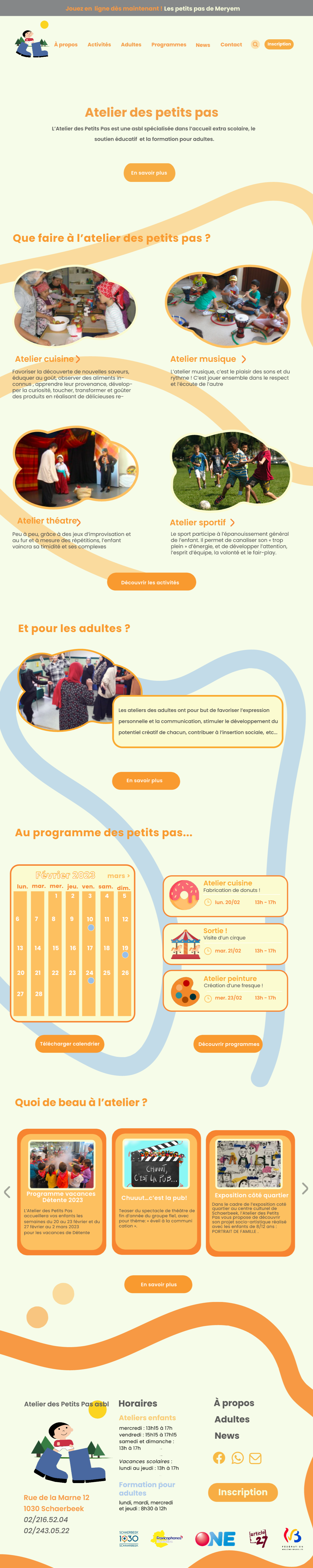 Atelier des Petits Pas prototype homepage